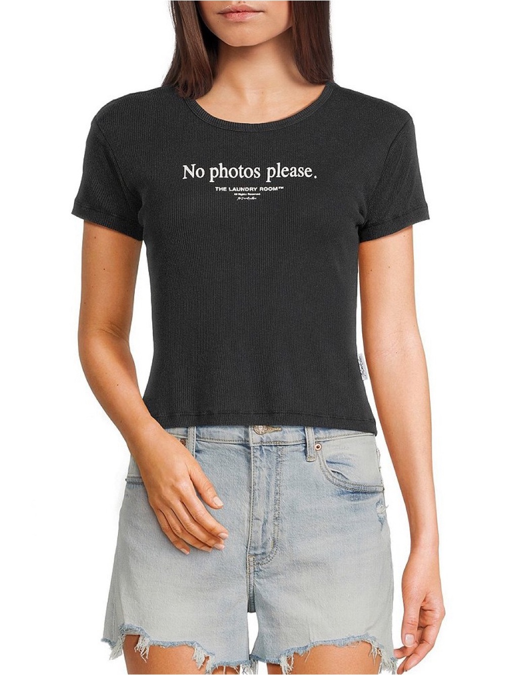 NWT The Laundry Room black graphic print ribbed baby tee (large)